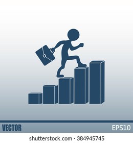 Run to success. Vector illustration. man climbs up the career la