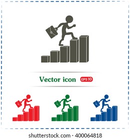 Run to success. Vector illustration. man climbs up the career la