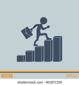 Run to success. Vector illustration. man climbs up the career la