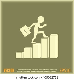 Run to success. Vector illustration. man climbs up the career la