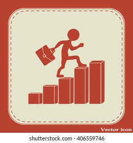 Run to success. Vector illustration. man climbs up the career 