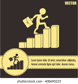 Run to success. Vector illustration. man climbs up the career la