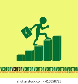Run to success. Vector illustration. man climbs up the career la