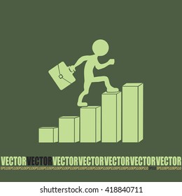 Run to success. Vector illustration. man climbs up the career la
