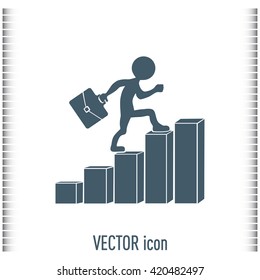 Run to success. Vector illustration. man climbs up the career 