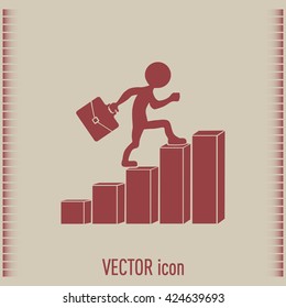 Run to success. Vector illustration. man climbs up the career la