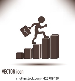 Run to success. Vector illustration. man climbs up the career la