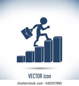 Run to success. Vector illustration. man climbs up the career la