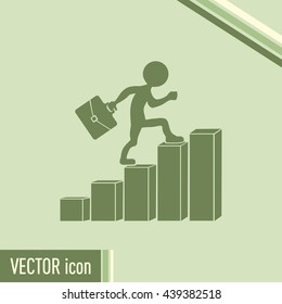 Run to success. Vector illustration. man climbs up the career ladder