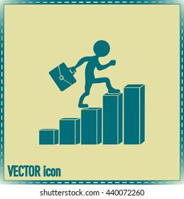 Run to success. Vector illustration. man climbs up the career la