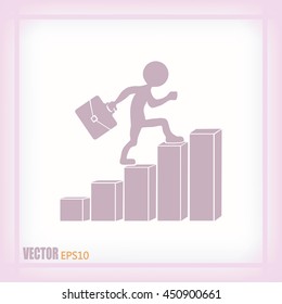 Run to success. Vector illustration. man climbs up the career la