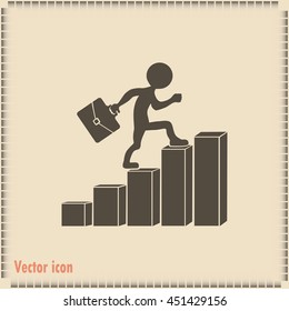 Run to success. Vector illustration. man climbs up the career la