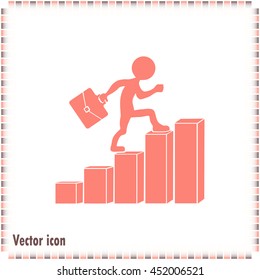 Run to success. Vector illustration. man climbs up the career la