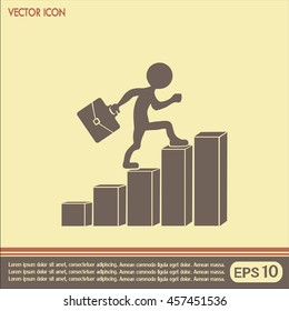 Run to success. Vector illustration. man climbs up the career la