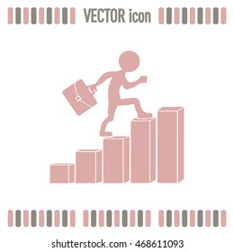 Run to success. Vector illustration. man climbs up the career la