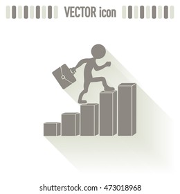 Run to success. Vector illustration. man climbs up the career 
