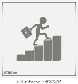 Run to success. Vector illustration. man climbs up the career la