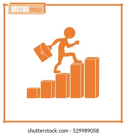 Run to success. Vector illustration. man climbs up the career la