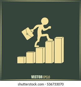 Run to success. Vector illustration. man climbs up the career la