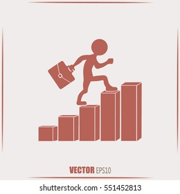 Run to success. Vector illustration. man climbs up the career la