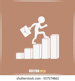 Run to success. Vector illustration. man climbs up the career la