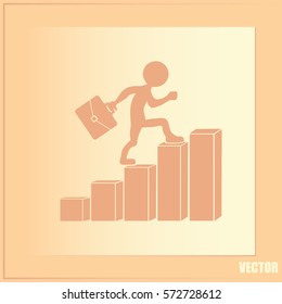 Run to success. Vector illustration. man climbs up the career ladder