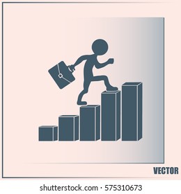 Run to success. Vector illustration. man climbs up the career la