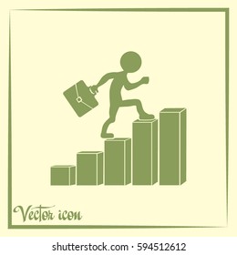 Run to success. Vector illustration. man climbs up the career la