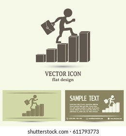 Run to success. Vector illustration. man climbs up the career la