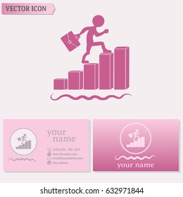 Run to success. Vector illustration. man climbs up the career la
