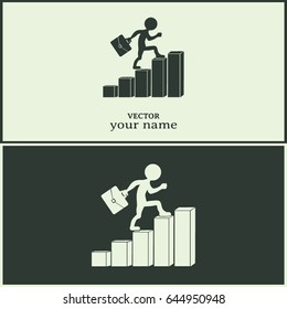 Run to success. Vector illustration. man climbs up the career ladder
