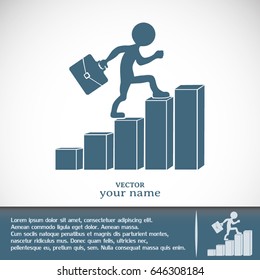 Run to success. Vector illustration. man climbs up the career la