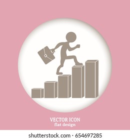 Run to success. Vector illustration. man climbs up the career la