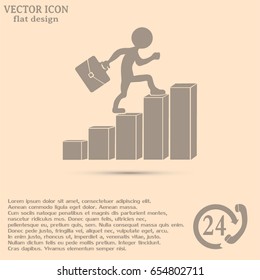 Run to success. Vector illustration. man climbs up the career la