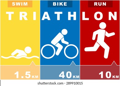 run swim bike icons symbolizing triathlon. Vector illustration