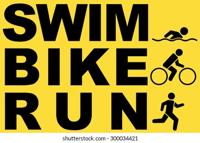 run swim bike icons symbolizing triathlon. Vector illustration