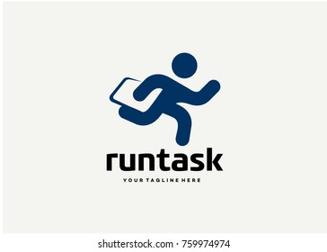 Run Task Logo Template Design. Creative Vector Emblem For Icon Or Design Concept