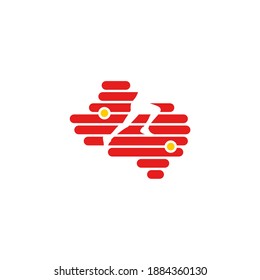 run Texas map logo design