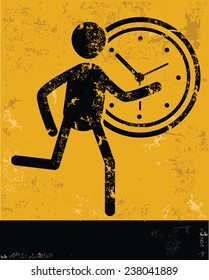 Run time concept,human resource design on yellow background,grunge vector