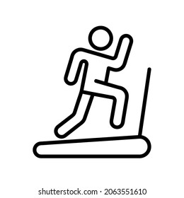 Run trainer flat icon. Pictogram for web. Line stroke. Fitness cross isolated on white background. Vector eps10