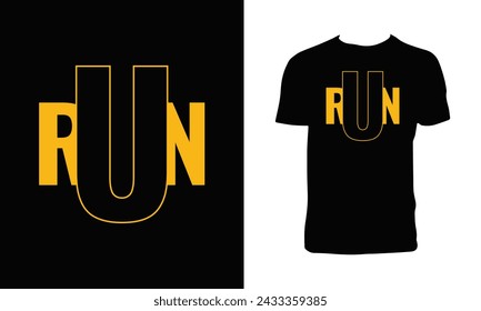 Run Typograph T Shirt Design. 