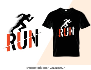 Run Typography trendy t-shirt design svg
