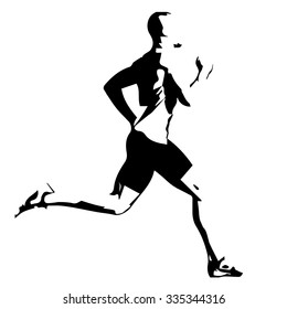 Run, vector drawing silhouette