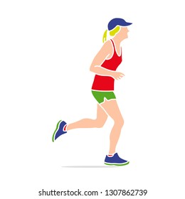 Run vector illustration, Running marathon, people run,