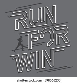 Run for win typography, tee shirt graphics, vectors, sport, athletic
