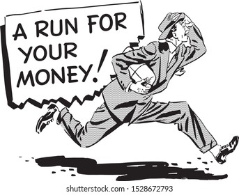 A Run For Your Money - Retro Clipart Illustration