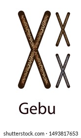 Runa Gebo. Vertical projection. Scandinavian. Elegant gold and silver embossing on the surface, pattern