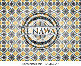 Runaway arabic badge background. Arabesque decoration.