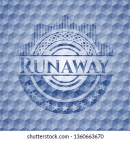 Runaway blue badge with geometric pattern.