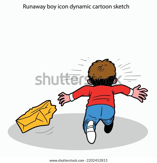 Runaway Boy Icon Dynamic Cartoon Sketch Stock Vector (Royalty Free ...